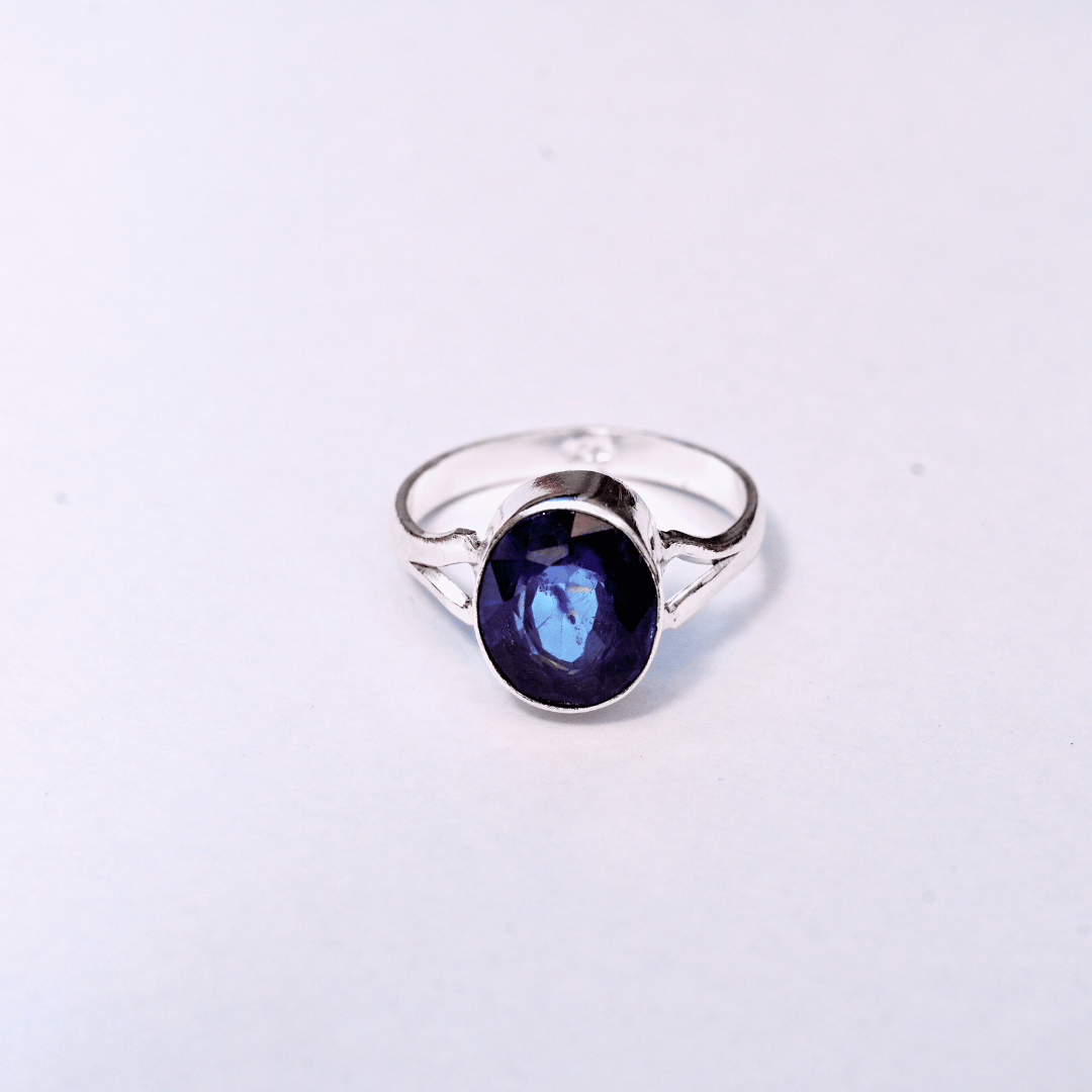 Blue sapphire silver ring (Neelam)