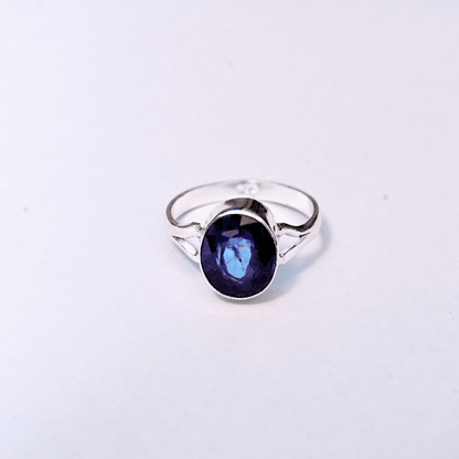 Blue sapphire silver ring (Neelam)
