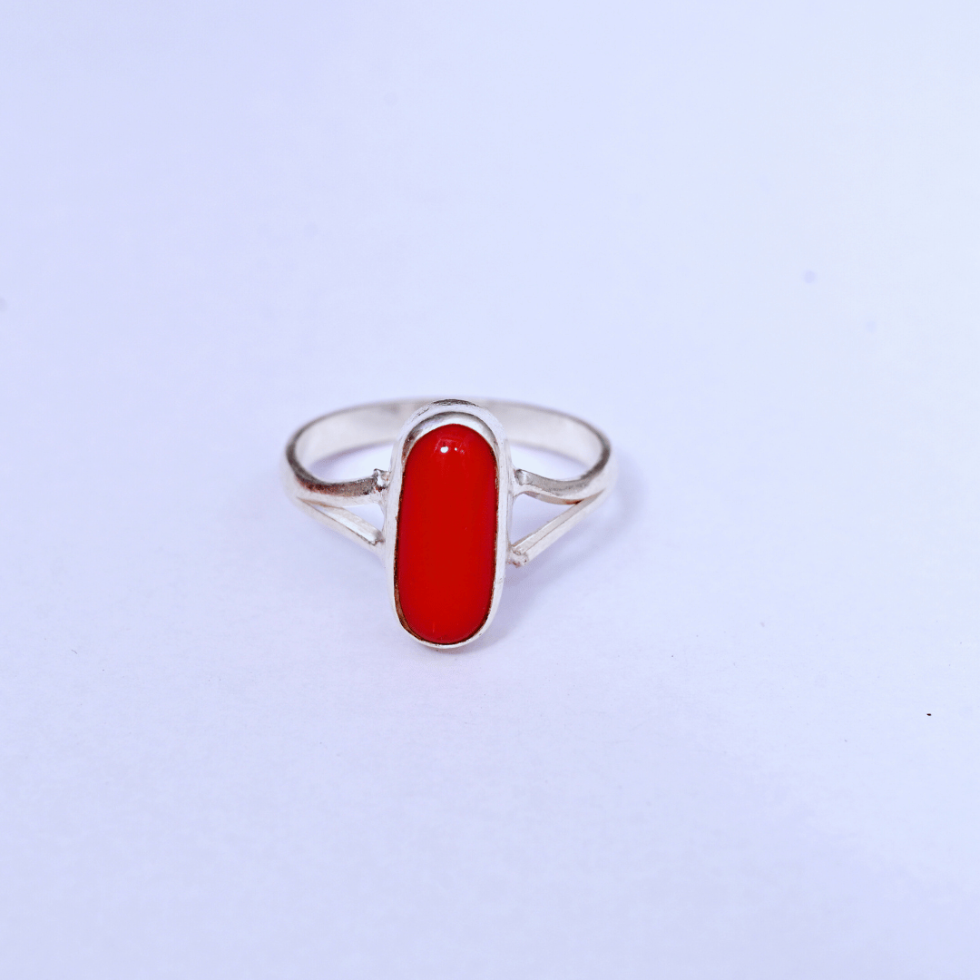 Red coral silver ring (Munga)