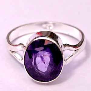 Blue sapphire silver ring (Neelam)