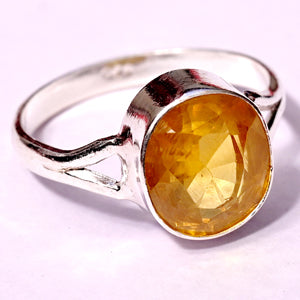Yellow sapphire silver ring