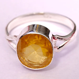 Yellow sapphire silver ring