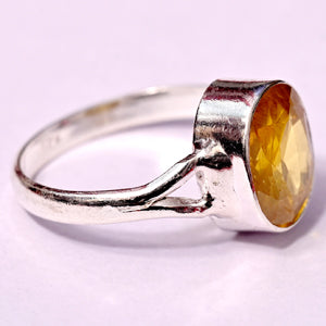 Yellow sapphire silver ring