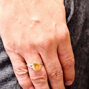 yellow sapphire silver ring