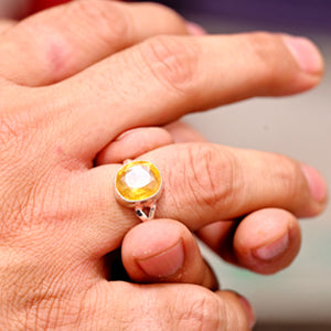 yellow sapphire silver ring