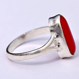 Red coral silver ring (Munga)