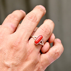 Red coral silver ring (Munga)