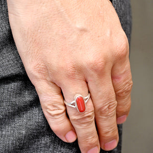 Red coral silver ring (Munga)